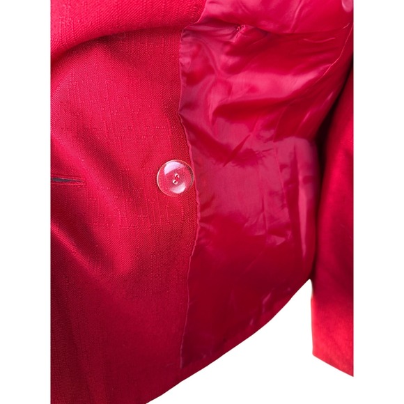 Vintage 80s Sasson Paris New York Red Skirt Power Suit Set Blazer Pencil Skirt 4 - Picture 7 of 13